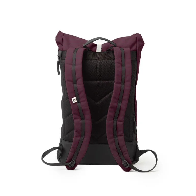 Sac à dos roll-top Wanaka - MeroMero - Aubergine/Cuir Crème