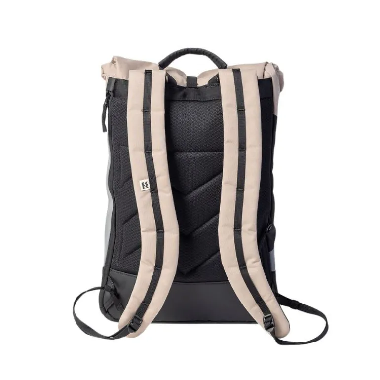Sac à dos roll-top Wanaka Pocket - Mero Mero - Sand/Dark Grey/ Stone Grey/ Brown Leather