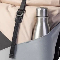 Sac à dos roll-top Wanaka Pocket - Mero Mero - Sand/Dark Grey/ Stone Grey/ Brown Leather