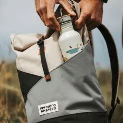 Sac à dos roll-top Wanaka Pocket - Mero Mero - Sand/Dark Grey/ Stone Grey/ Brown Leather