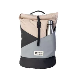 Sac à dos roll-top Wanaka Pocket - Mero Mero - Sand/Dark Grey/ Stone Grey/ Brown Leather