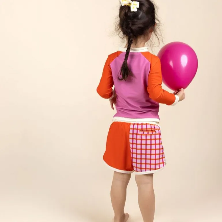 Short anti-UV enfant - KietLa - Tartan / Red