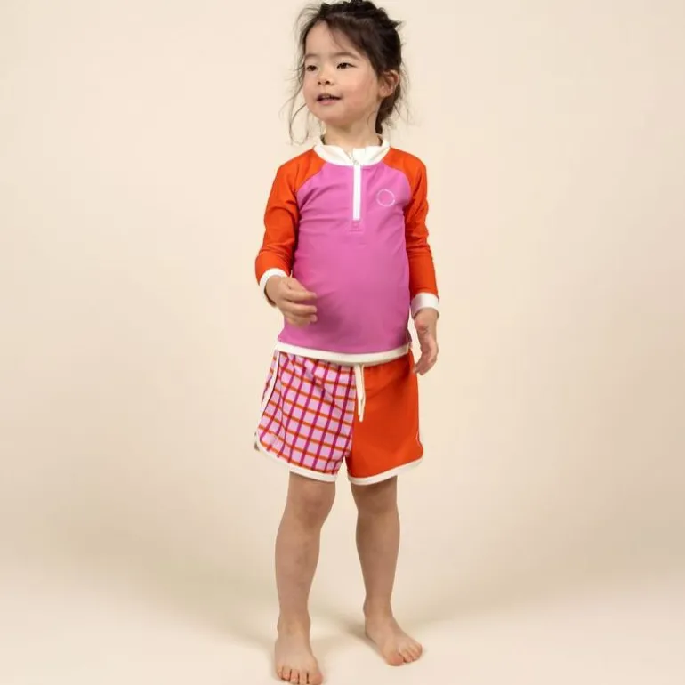 Short anti-UV enfant - KietLa - Tartan / Red