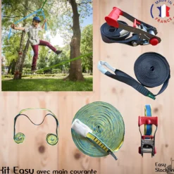 Slackline enfant et débutant avec main courante - Kit Easy