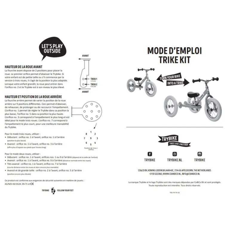Tricycle Trybike : évolutif en draisienne - Rouge mat