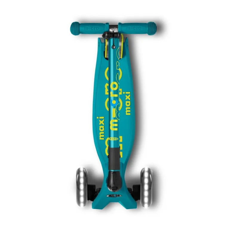 Trottinette Maxi Micro Deluxe pliable - Avec LED - Bleu Pétrole