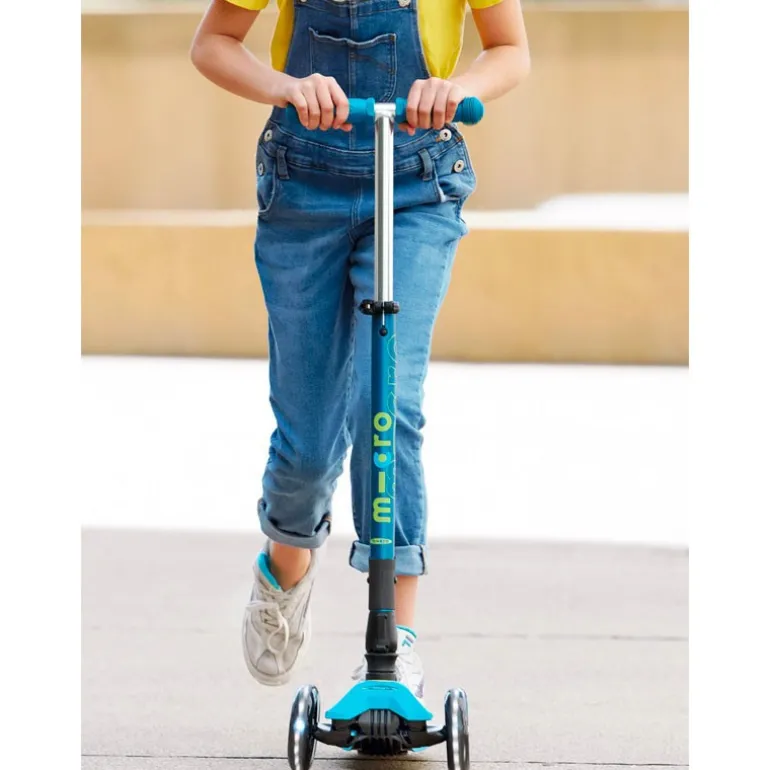 Trottinette Maxi Micro Deluxe pliable - Avec LED - Bleu Pétrole