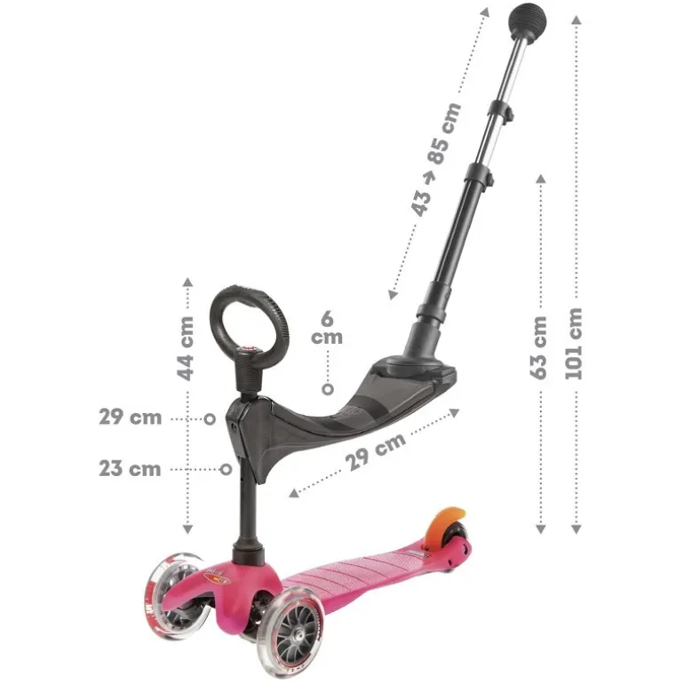 Trottinette évolutive Micro mini 3 en 1 push - Dès 1 an - Rose