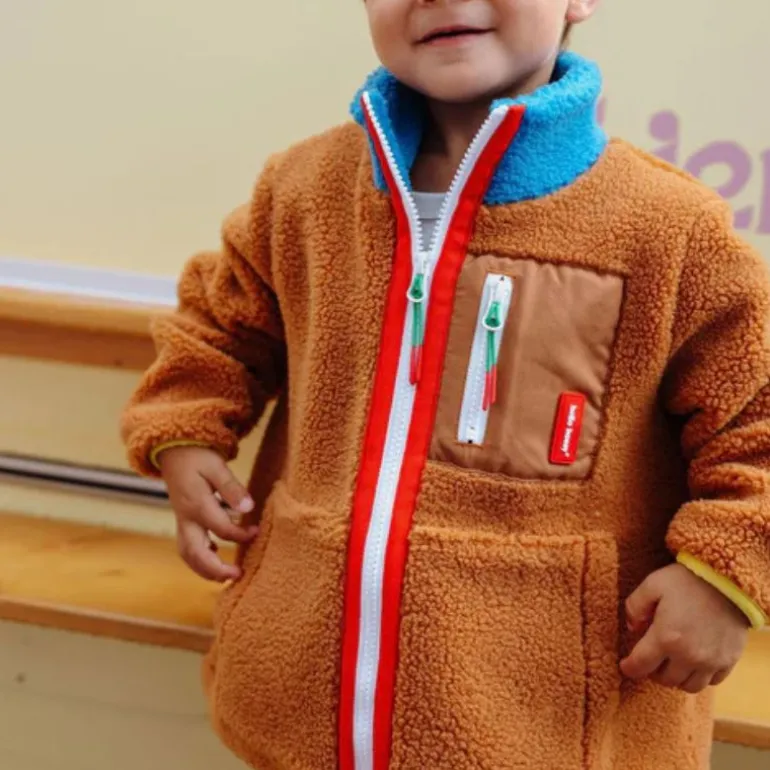 Veste polaire enfant sherpa - Hello Hossy - Blue Camel