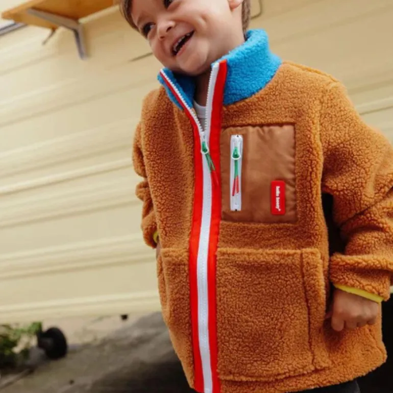 Veste polaire enfant sherpa - Hello Hossy - Blue Camel