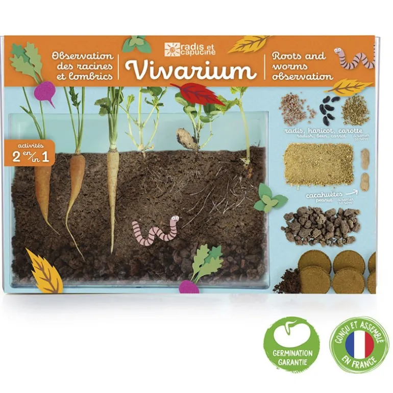 Vivarium racines et vers de terre - Radis et Capucine