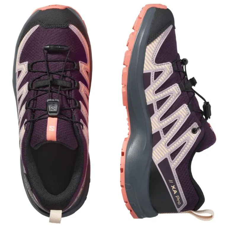 XA PRO 3D Junior V8 - CSWP - Chaussure Salomon enfant Imperméable -29 au 39 - Pkiten/Turbul/Fuco